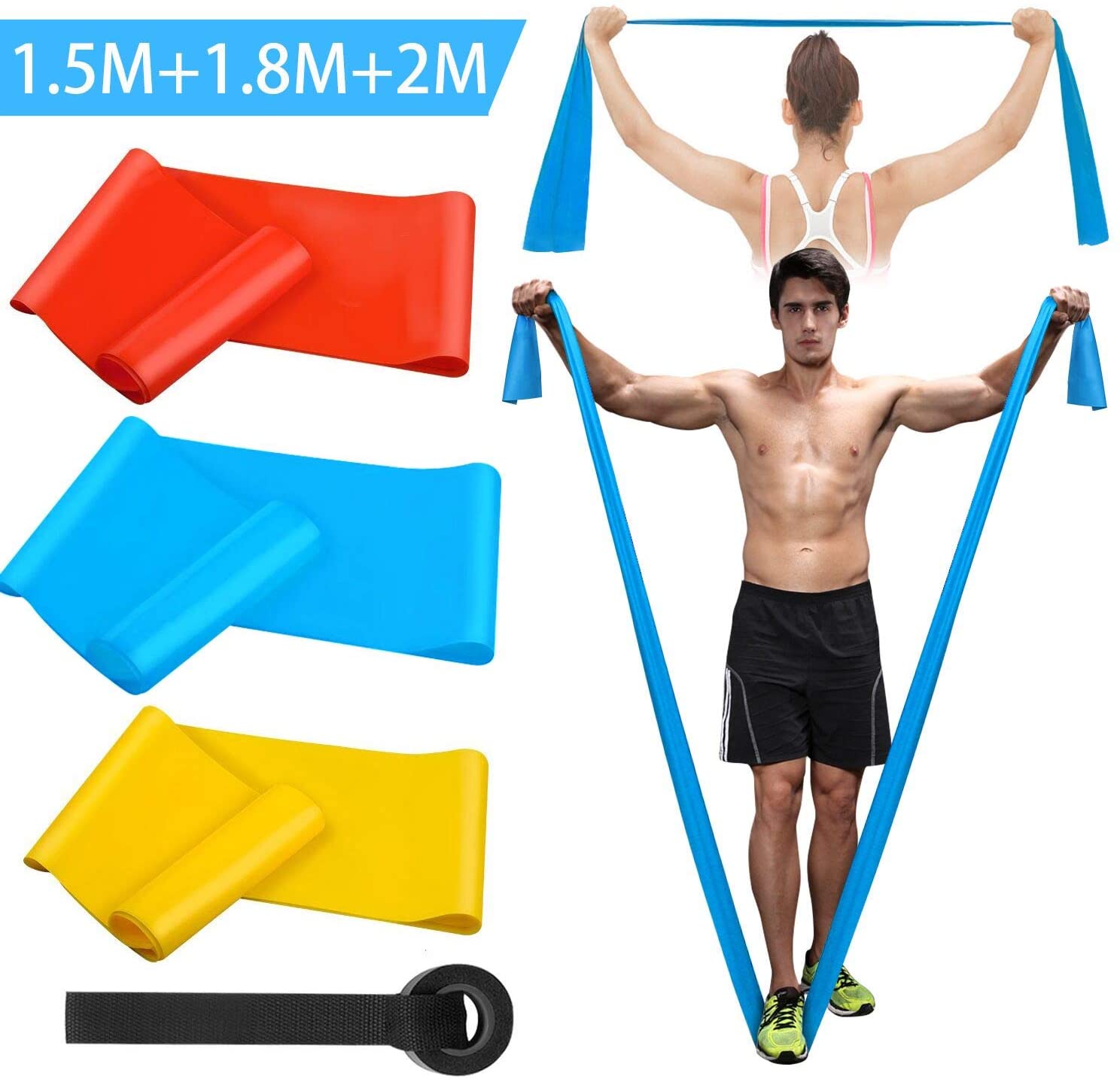 Crossfit Training Gear - Bandas Elasticas Fitness, 3 Piezas 1.5M/1.8M/2.0M